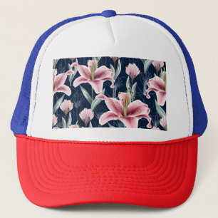 Casquette Fleur Lilly Rose Motif sans couture.