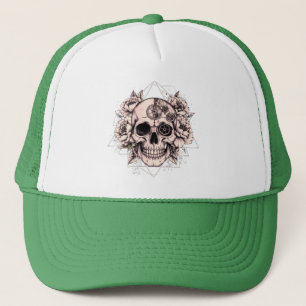 Casquette « Fleur mécanique » – Crâne gothique à engrenage f