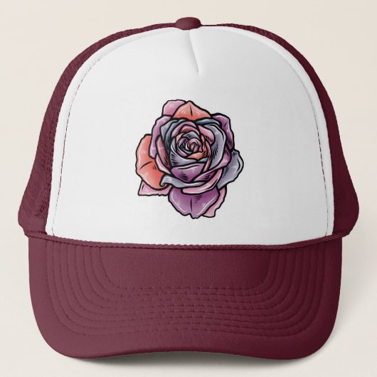 Casquette Fleur Rose coloré (Devant)