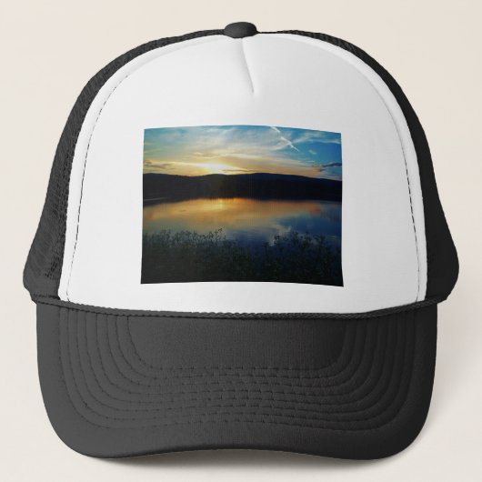 Casquette Fleur sauvage, coucher de soleil bleu (Devant)