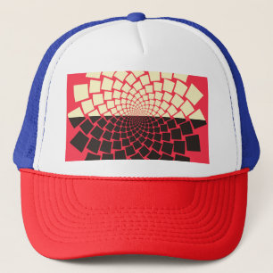 Casquette Fleur stylisée : noir rouge ivoire