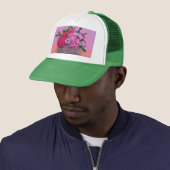Casquette Fleurit la peinture de panier (En situation)