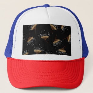 Casquette Fleurs Brown, arrière - plan noir sans soudure.