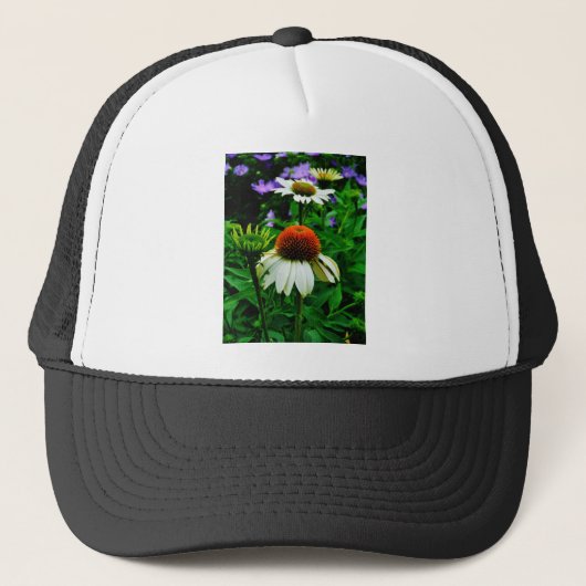 Casquette Fleurs de cônes blanches et orange (Devant)