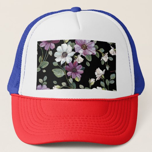 Casquette Fleurs De Cosmos Élégantes : Aquarelle Sans Couleu (Devant)