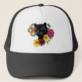 Casquette Fleurs de Portrait Jaguar Noir (Devant)