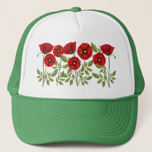 Casquette Fleurs d'été joyeuses floraison de pavot (Devant)