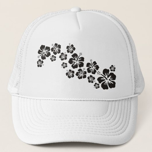 Casquette fleurs d'hibiscus en noir (Devant)