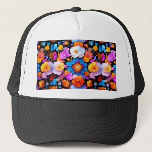 Casquette Fleurs multicolores Motif-68577 (Devant)