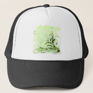 Casquette Fleurs-Ornament-Grunge-Arrière - plan-Vector VERT