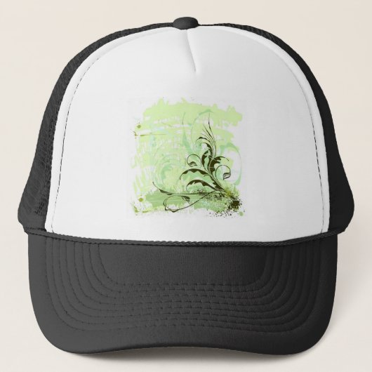 Casquette Fleurs-Ornament-Grunge-Arrière - plan-Vector VERT (Devant)