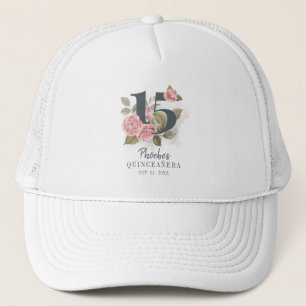 Casquette Fleurs personnalisées pour les 15 ans de Quinceane