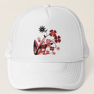CASQUETTE FLEURS ROSES ET NOIRES