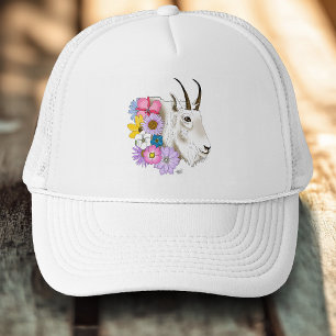 Casquette Fleurs sauvages chèvre de montagne blanche nature