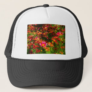 Casquette Fleurs sauvages rose et jaune pâle