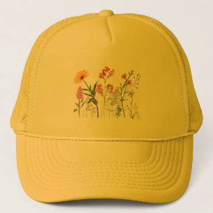 Casquette Fleurs sauvages, Vintage Pastel Floral Botanique