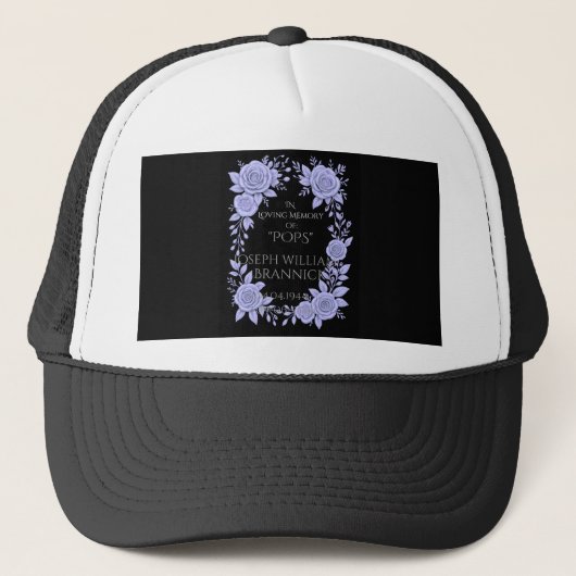 CASQUETTE FLORAL BLUE. IN LOVING MEMORY KEEPSAKE, (Devant)