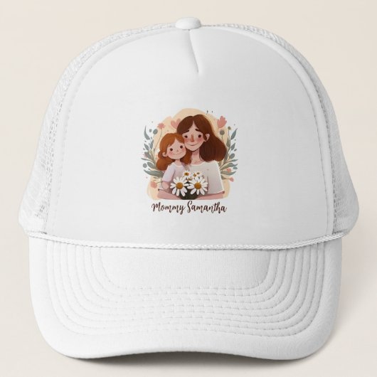 Casquette Floral Maman et fille Arrière - plan vibrant (Devant)