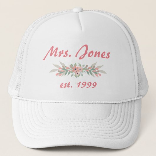 Casquette Floral rose de mariée (Devant)