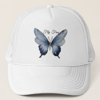 Casquette Fly Free – Conception Artistique Papillon Bleu