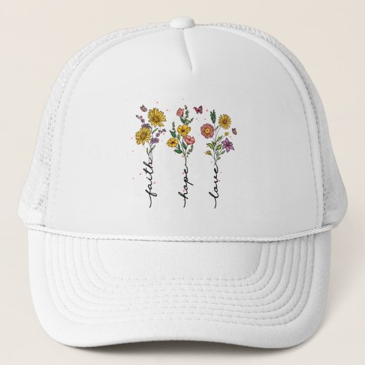 Casquette Foi, Espoir, Amour - Floral Inspirationnel (Devant)