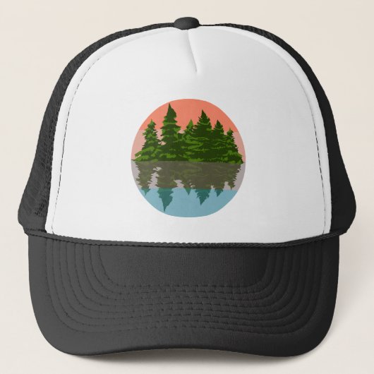 Casquette Forêt Coucher Nature Pins Arbres (Devant)
