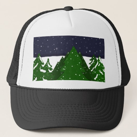 Casquette Forêt d'arbres par une nuit d'hiver (Devant)
