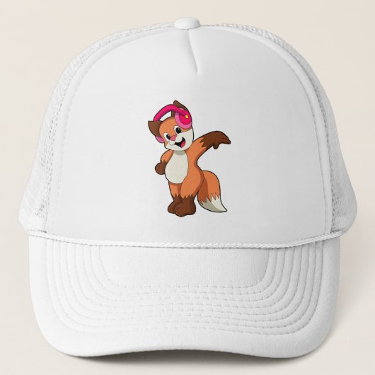 Casquette Fox à la musique avec casque (Devant)