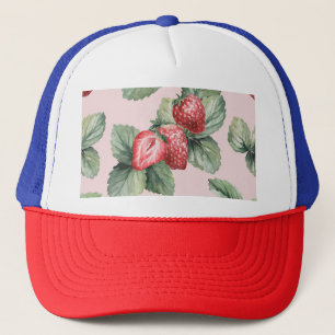 Casquette Fraises mûres d'été : Aquarelle rose