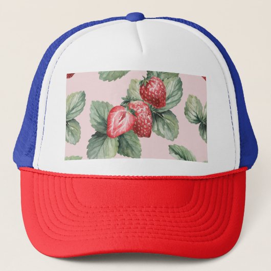 Casquette Fraises mûres d'été : Aquarelle rose (Devant)