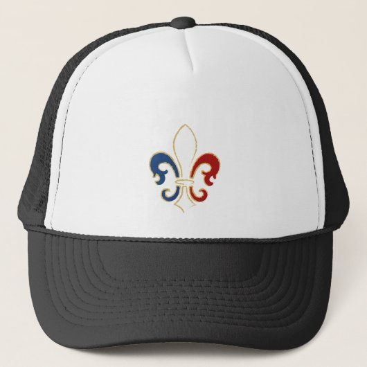 Casquette Français Flag Fleur de Lis avec de l'or (Devant)