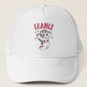 Casquette France Fan de football Unicorne avec drapeau du co