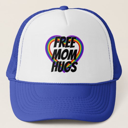 Casquette Free Mom Hugs Pride Rainbow Heart Trucker Chapeau (Devant)