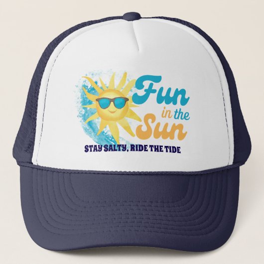 Casquette Fun in the Sun – Stay Salty, Ride the Tide Beach (Devant)