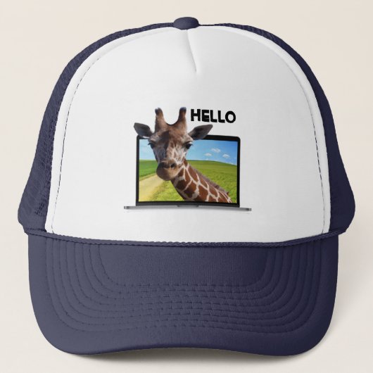 Casquette Funny Giraffe dans ordinateur portable 3D illusion (Devant)