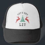 Casquette Funny LET'S GET LIT Christmas Alcohol Drinking<br><div class="desc">Funny Trendy Distressed Let's get Lit design with retro vintage jumping reindeer and Christmas tree for all those who like their Holidays served with a side of alcohol.</div>