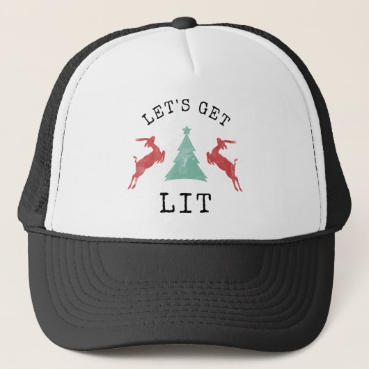 Casquette Funny LET'S GET LIT Christmas Alcohol Drinking (Devant)