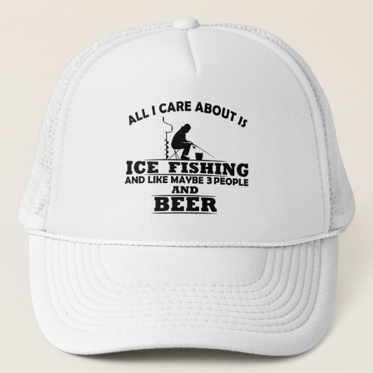 Casquette funny quotes about ice fishing and drinking lovers (Devant)