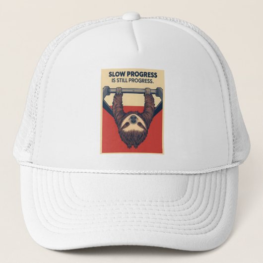 Casquette Funny Sloth Gym Motivation Poster - Slow Progress (Devant)
