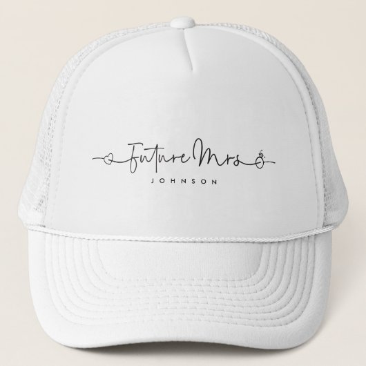 Casquette Futur mignon Mme Script Coeur Cercle Mariage perso (Devant)