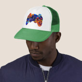 CASQUETTE GAMER COLORÉ NEON ABSTRAIT PAINT TRUCKER HAT (En situation)
