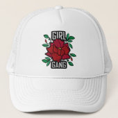 Casquette Gang de filles badge de mode à patch rose rouge (Devant)