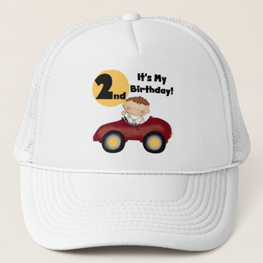 Casquette Garçon en voiture rouge 2e Anniversaire Tshirts et (Devant)