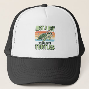 Casquette Garçon qui aime les tortues Dessin de gravure vint