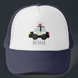 Casquette Garçons jolie police voiture et nom Enfants<br><div class="desc">Ce modèle de chapeau de camionnette pour enfants mignon et moderne comporte une voiture de police et un dessin de sirène et un espace pour que votre enfant ajoute le nom de votre garçon. Le cadeau parfait pour n'importe quel petit aspirant à être policier.</div>