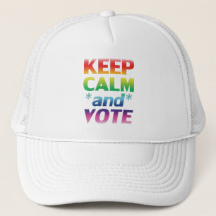 Casquette garder le calme et voter la typographie arc-en-cie