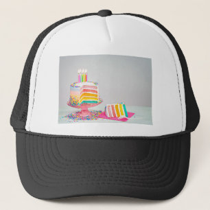 Casquette gâteau d'anniversaire arc-en-ciel
