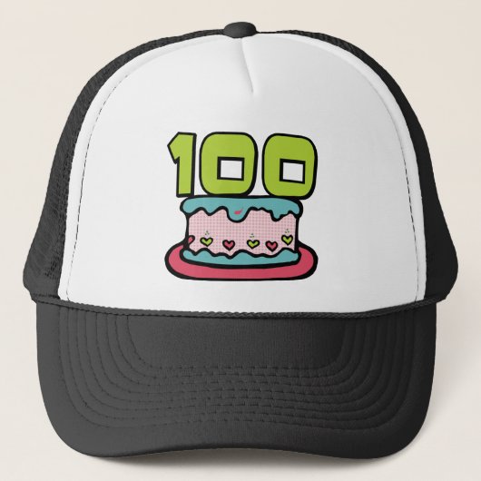 Casquette Gâteau d'anniversaire de 100 ans (Devant)