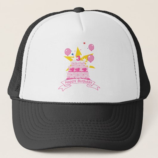Casquette Gâteau d'anniversaire de 3 ans (Devant)