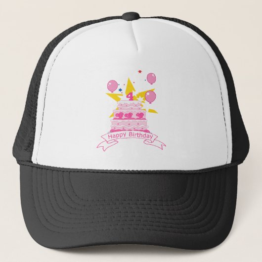 Casquette Gâteau d'anniversaire de 4 ans (Devant)